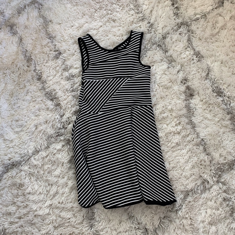 Black and white striped kids dress